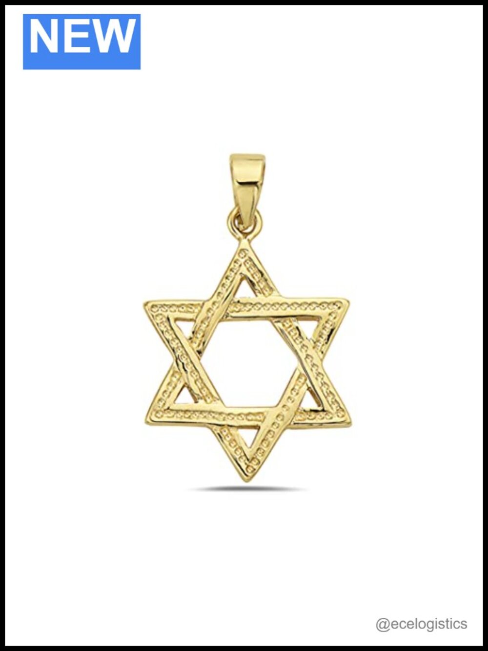 14K Yellow Gold Star of David Hexagram Pendant Fine Jewelry